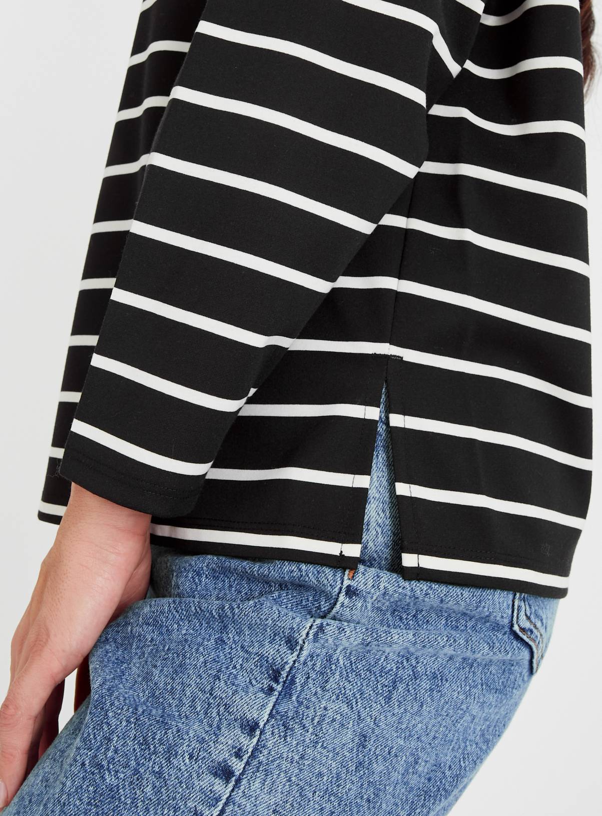 Black Mono Stripe Ponte Top 18 - Image 3